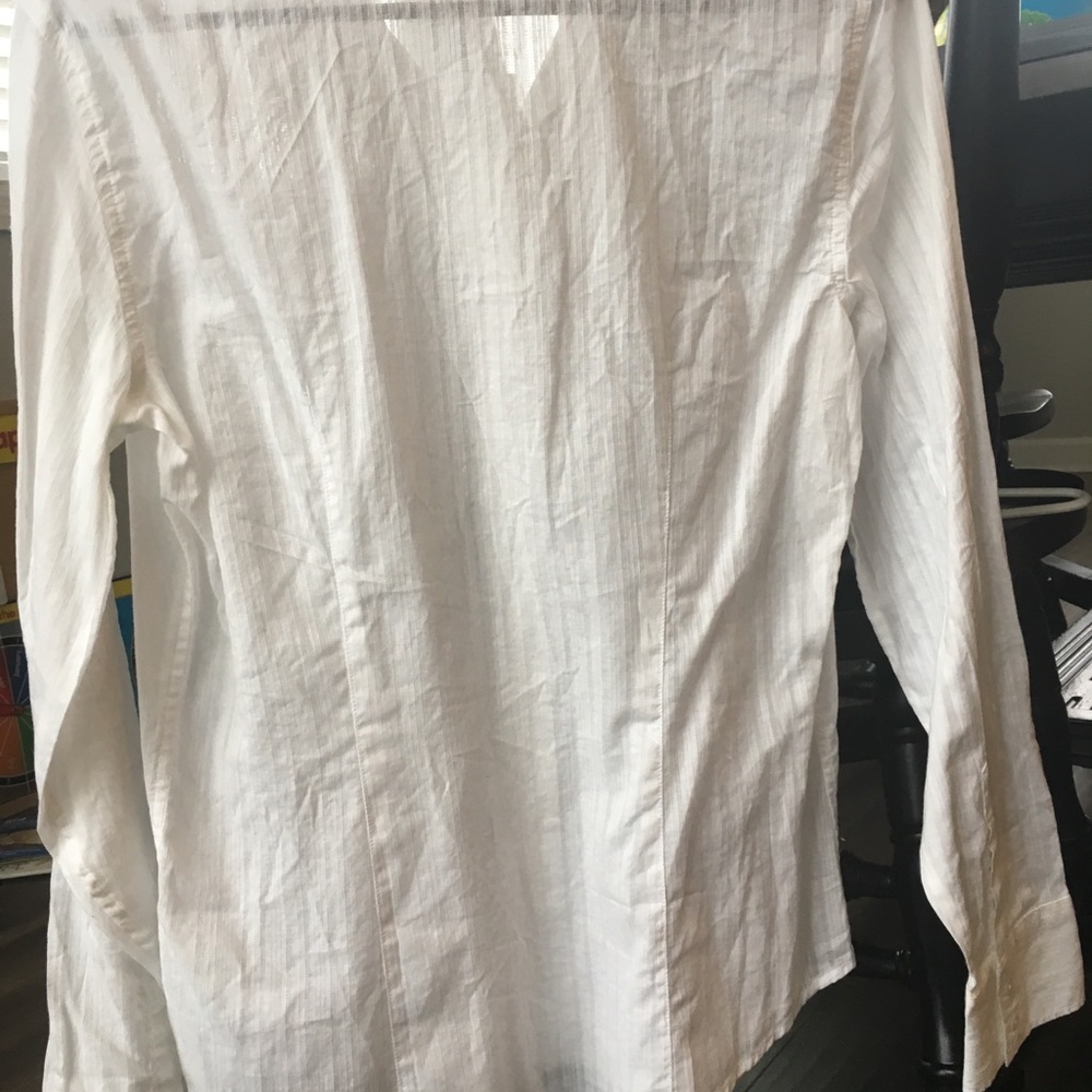 Women's white button down dress shirt